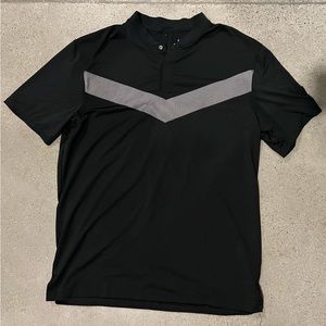 Nike Tiger Woods Shirt Men L Vapor Polo Black Gray  Blade Collar Dri-Fit Mock